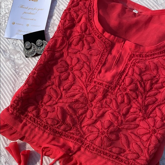 Alfah finery Other - Red chikankari short gown